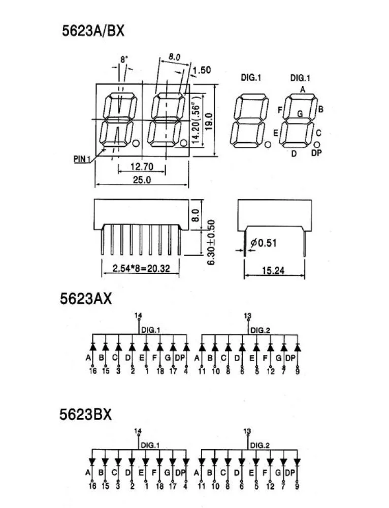 14.2mm 2 Dijit Anot Kırmızı Diplay JZ5623 BUR - BHM Elektronik