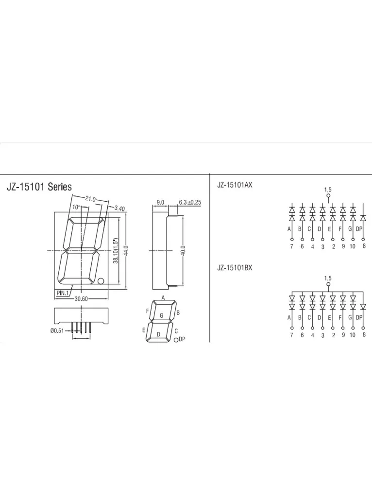 38mm Anot mavi display JZ-15101 BUB - BHM Elektronik
