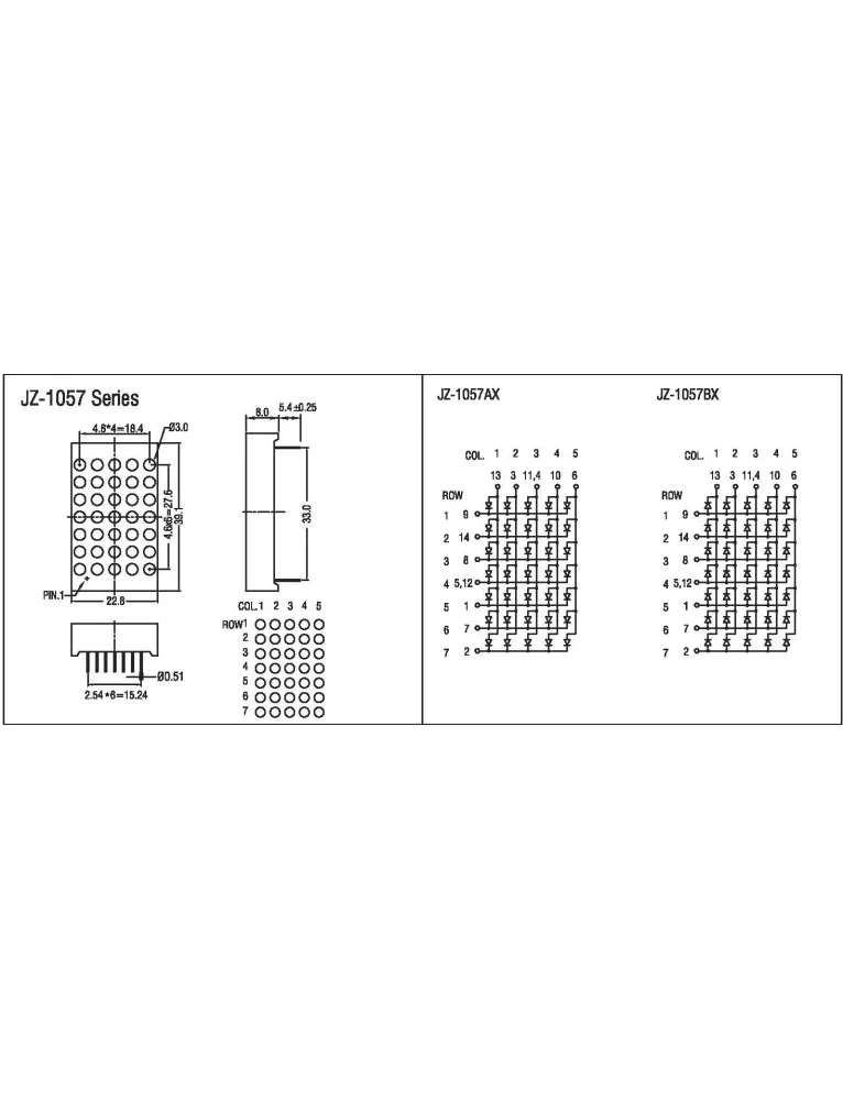 5X7 3.0 mm Anot Dot Matrix JZ-1057 BUR - BHM Elektronik